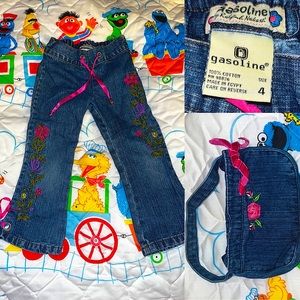 Toddler girl denim jeans with matching purse